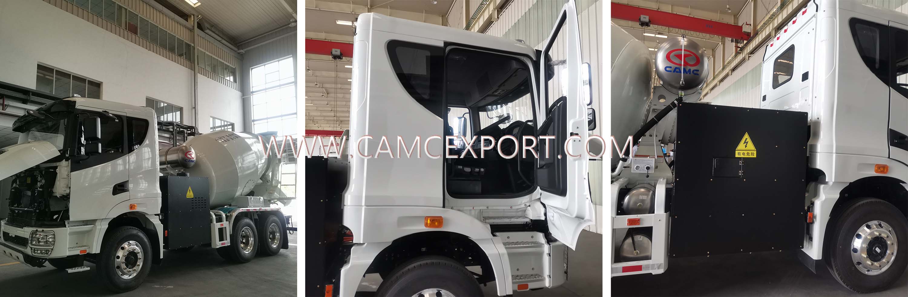 CAMC 6 X 4 electric mixer truck details تفاصيل شاحنة الخلاط الكهربائي CAMC 6 X 4